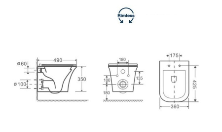 Унитаз подвесной безободковый Cerutti SPA Arno Aria CT7839 с сиденьем фото