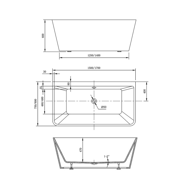 Акриловая ванна Vincea VBT-425-1700 170x80 фото
