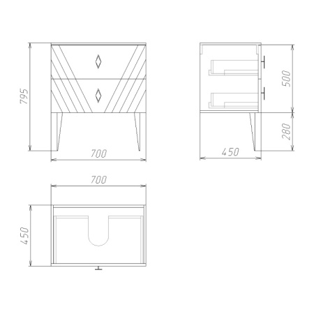 Тумба под накладную раковину Grossman Вива-70 107012 фото