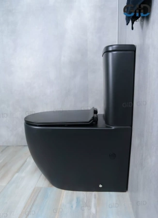 Унитаз напольный с бачком Gid Tr2177BM черный матовый фото