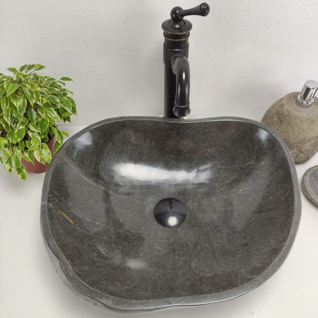 Накладная раковина из речного камня RS0934 (46*39*15) фото