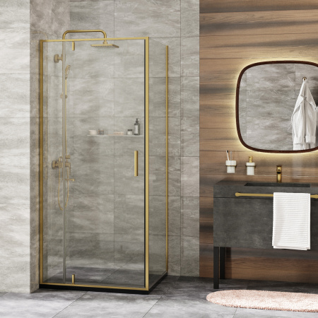 Душевой уголок WasserKRAFT Aisch 55P03 90x90 матовое золото фото