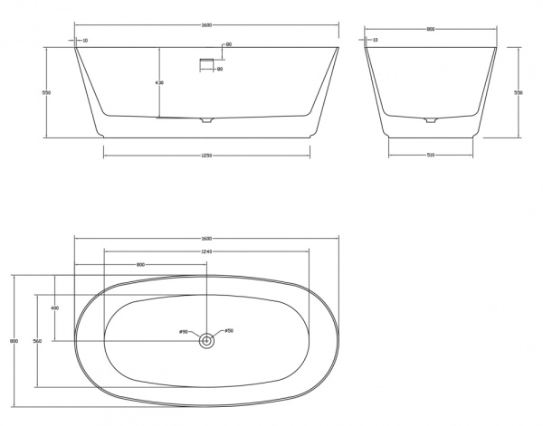 Ванна из искусственого камня Abber Stein AS9606 160x80 белая матовая фото