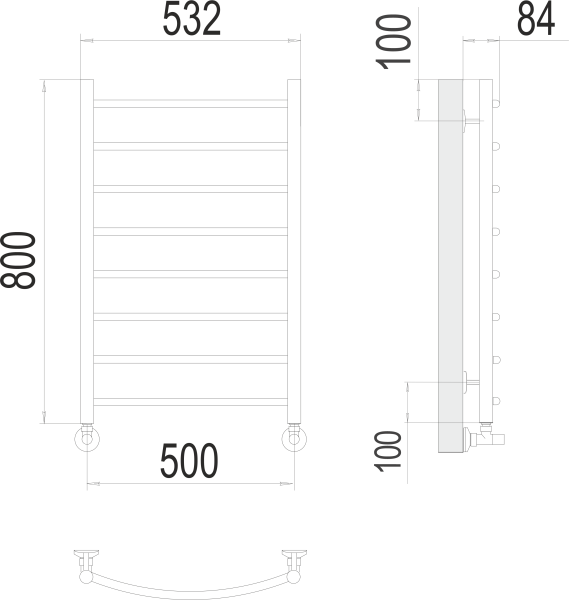 Водяной полотенцесушитель Классик П8 500х800 Terminus 4670078530271 фото