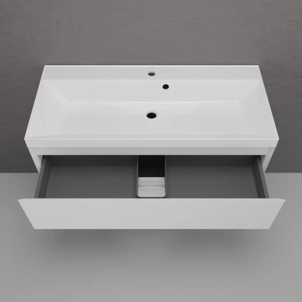 Тумба подвесная под раковину Style Line Манхэттен 100 ЛС-00002356 белая матовая фото