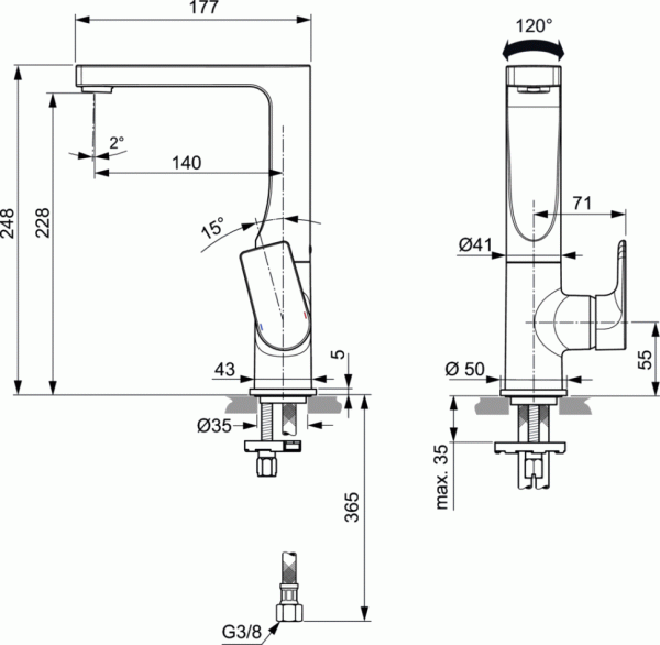 Смеситель для раковины Ideal Standard EDGE A7111AA фото