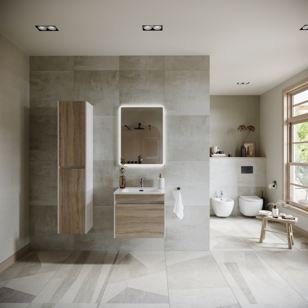 Шкаф-пенал Sancos Smart PSM35E дуб бардолино/белый фото