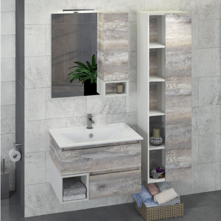 Зеркало-шкаф Comforty Турин-75 дуб бежевый фото