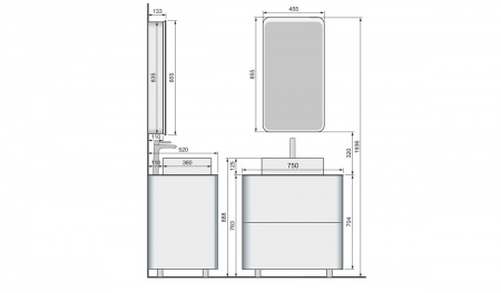 Тумба под раковину Raval Pure 75 Pur.01.75/N/W фото