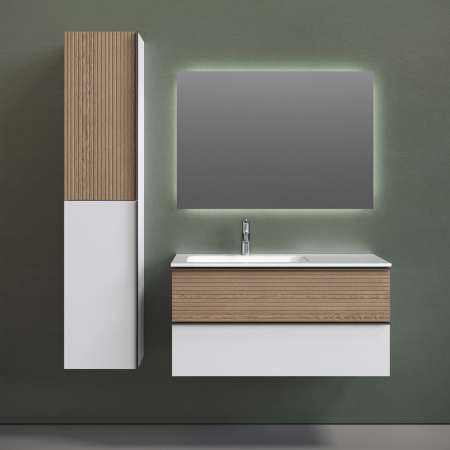 Тумба под раковину Sancos Delta DL100LW дуб светлый/белый фото