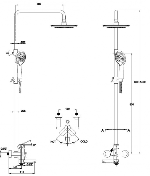 Душевая система (стойка) Kaiser SX-2060-1 Chrome фото