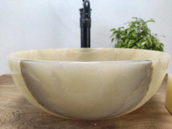 Накладная раковина из оникса Bowl Yellow Small BO-01021 (40*40*15) фото