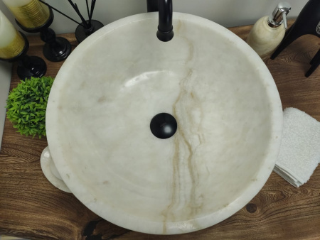 Накладная раковина из оникса Indo Bowl white Medium TinLip BO-00509 фото