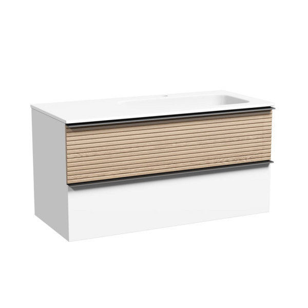 Тумба под раковину Sancos Delta DL100RW дуб светлый/белый фото