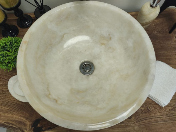 Накладная раковина из оникса Indo Bowl white Medium TinLip BO-00510 фото