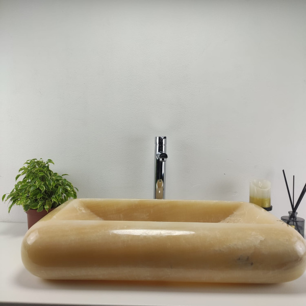 Накладная раковина из оникса Kotak Luncur bibir Yellow KL-00868 (70*40*15) фото