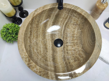 Накладная раковина из оникса Indo Bowl Sunset Medium BO-00017 фото