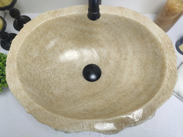 Накладная раковина из оникса Indo Erozy Yellow EO-00041 фото