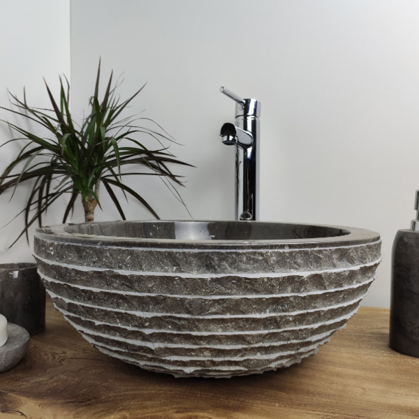Раковина из мрамора Indo Bowl Marmo Grey темный Small BM-00271 фото