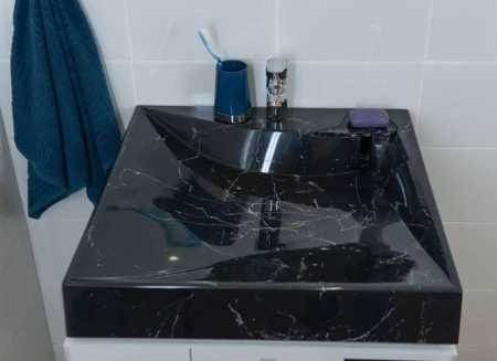 Раковина над стиральной машиной Stella Polar Турин SP-00000857 60x60 черный мрамор фото