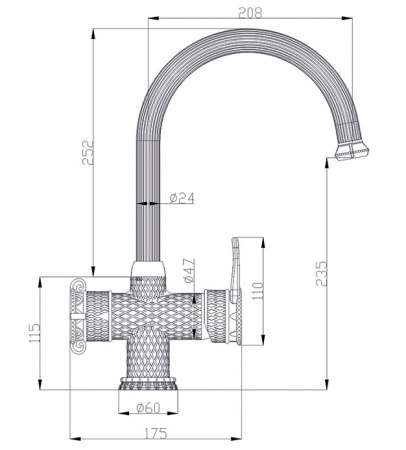 Смеситель для кухни с фильтром для воды Zorg Antic A 51 KF-BR фото