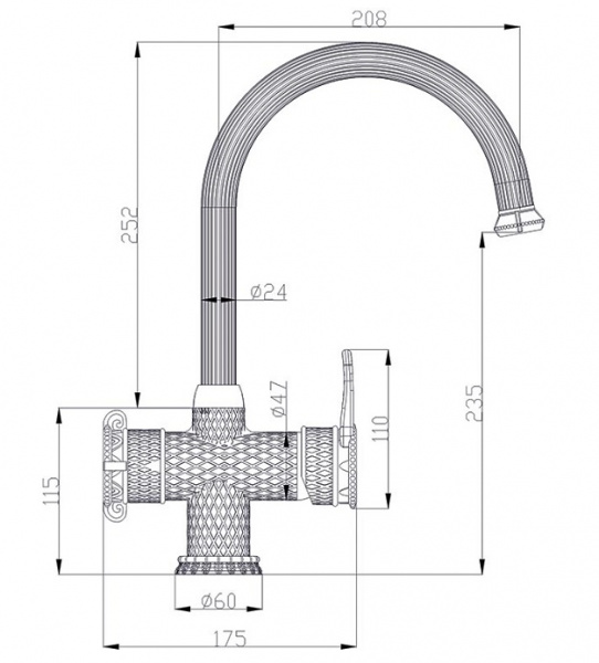 Смеситель для кухни кухни с фильтром для воды Zorg Antic A 51 KF-BR фото