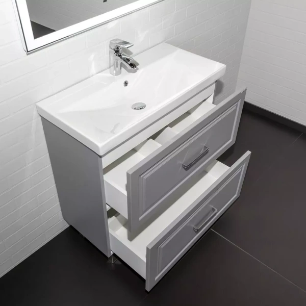 Тумба напольная с раковиной Comforty Бросно-80Н2 00-00021590CF альпийский иней фото