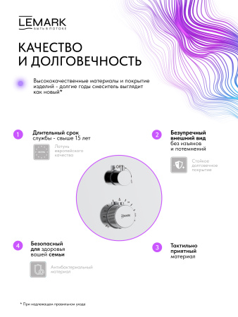 Душевая система скрытого монтажа с термостатом Lemark Beluga LMF-8065B-C фото