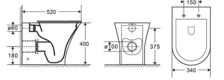 Унитаз приставной CeramaLux N 217D с сиденьем фото