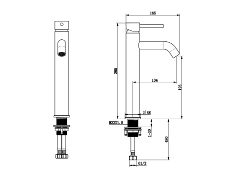 Высокий смеситель для раковины Bronze de Luxe Scandi 1452C фото