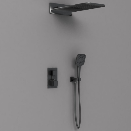 Душевая система скрытого монтажа с термостатом Vincea VSFW-103TMB черная матовая фото