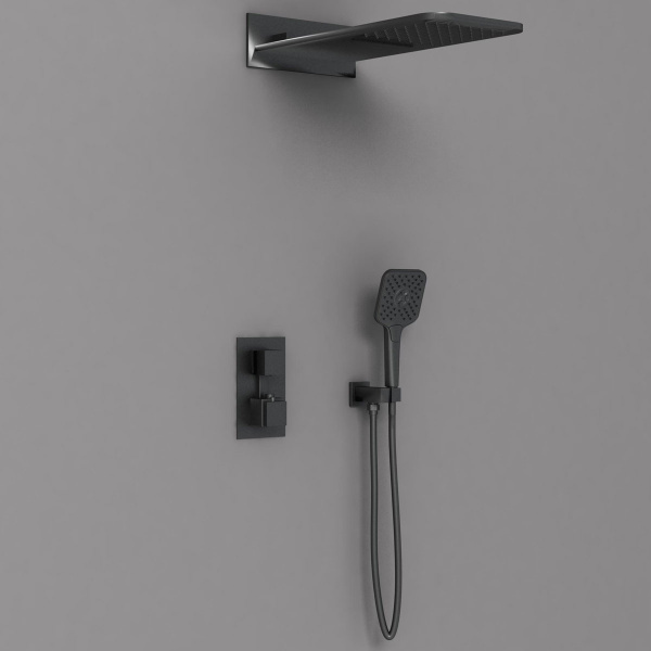 Душевая система скрытого монтажа с термостатом Vincea VSFW-103TMB черная матовая фото