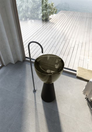 Напольная раковина из полиэфирной смолы Abber Kristall AT2703Black-Vesuvian черная/оливковая фото