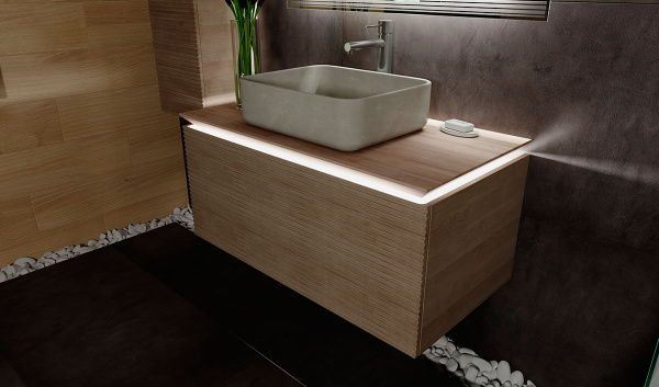 Тумба под раковину с подсветкой Jorno Karat Kar.01.100/P/BuL 100 см фото