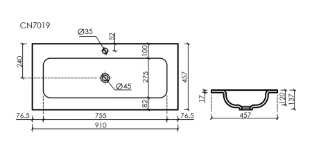 Раковина Ceramica Nova Grace CN7019MB 91x45 черная матовая фото