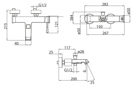 Смеситель для ванны с душем BelBagno Mille MIL-VASM-CRM фото