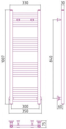 Водяной полотенцесушитель Сунержа Модус 100х30 00-0250-1030 фото