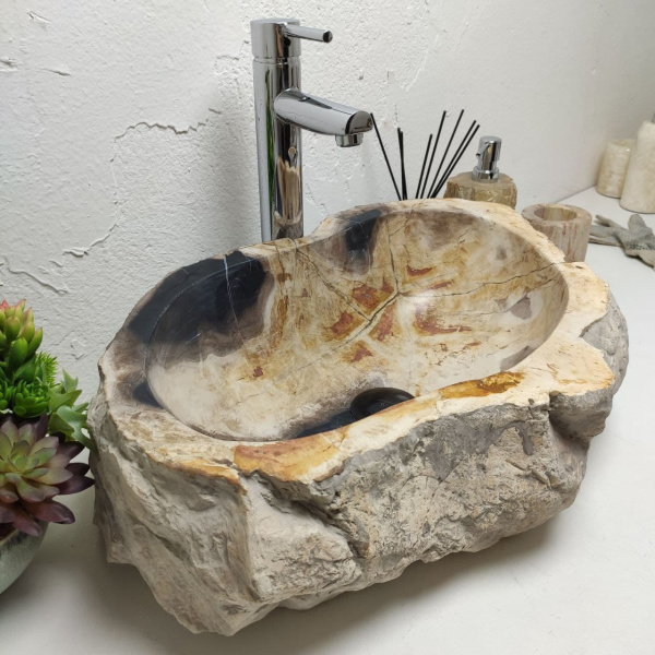 Накладная раковина из окаменелого дерева Fossil Basin OD-01304 (55*38*15) фото