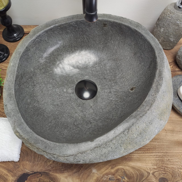 Накладная раковина из речного камня RS0581 (43*41*15) фото