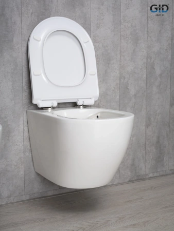 Подвесной унитаз безободковый Gid Tr2122b с сиденьем фото