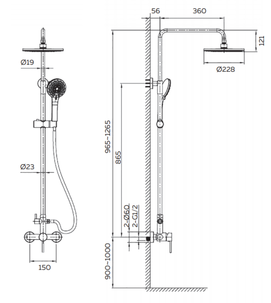 Душевая система (стойка) AltroBagno Intento 030104Cr фото