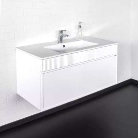 Тумба с раковиной Comforty Мадрид-100 00-00017864 белая матовая фото