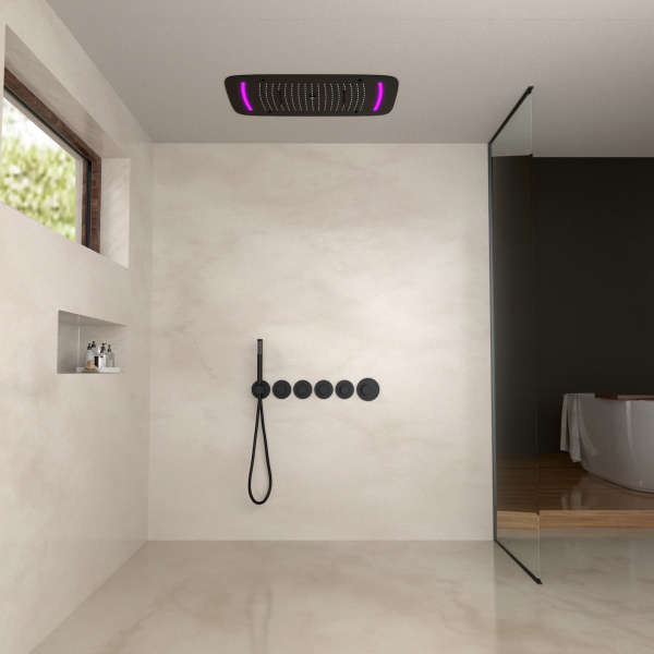 Душевая система встроенная с термостатом Timo Saona SX-2319/03SM черная матовая фото