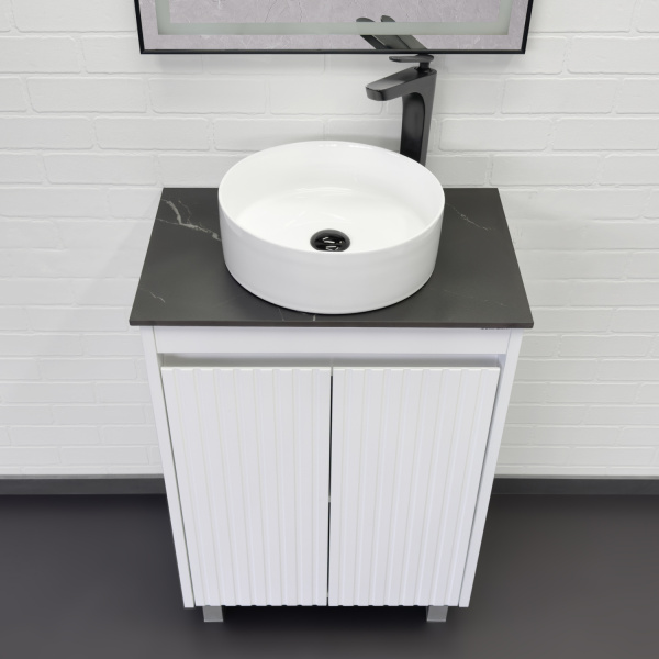 Тумба с раковиной Comforty Двина 60НД 00-00019598 белая матовая фото