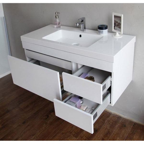 Тумба под раковину BelBagno Luce 100 BB1000VAC/BL белый глянец фото