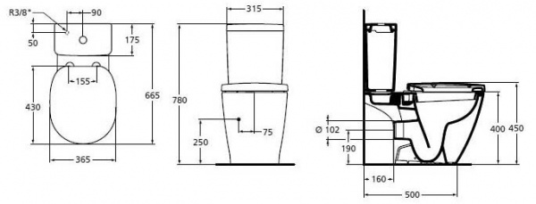 Унитаз Ideal Standard Connect E803601 с бачком Arc E785601 фото
