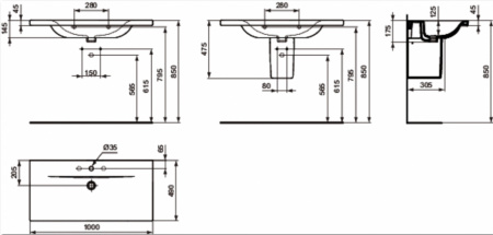 Раковина-столешница Ideal Standard Connect E812601 100 см фото
