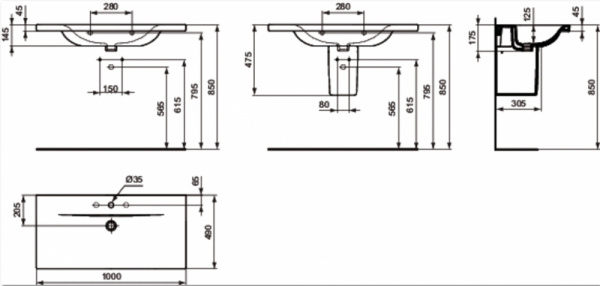 Раковина-столешница Ideal Standard Connect E812601 100 см фото