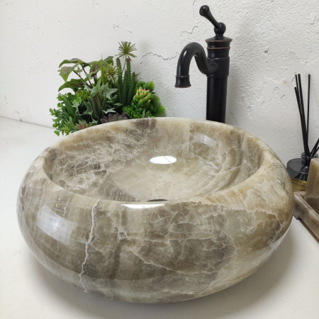 Накладная раковина из оникса Donut Grey Medium DO-01541 (45*45*15) фото