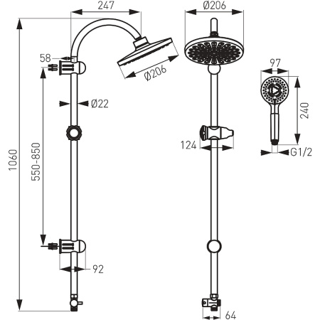 Душевая система Ferro Rondo NP21-BL Черная фото
